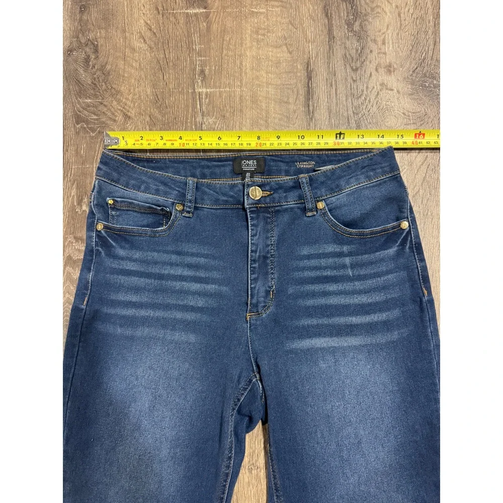 Jones New York Signature Lexington Straight Jeans Blue Dark Wash JPMS9DP253 Sz 6 - Picture 4 of 13